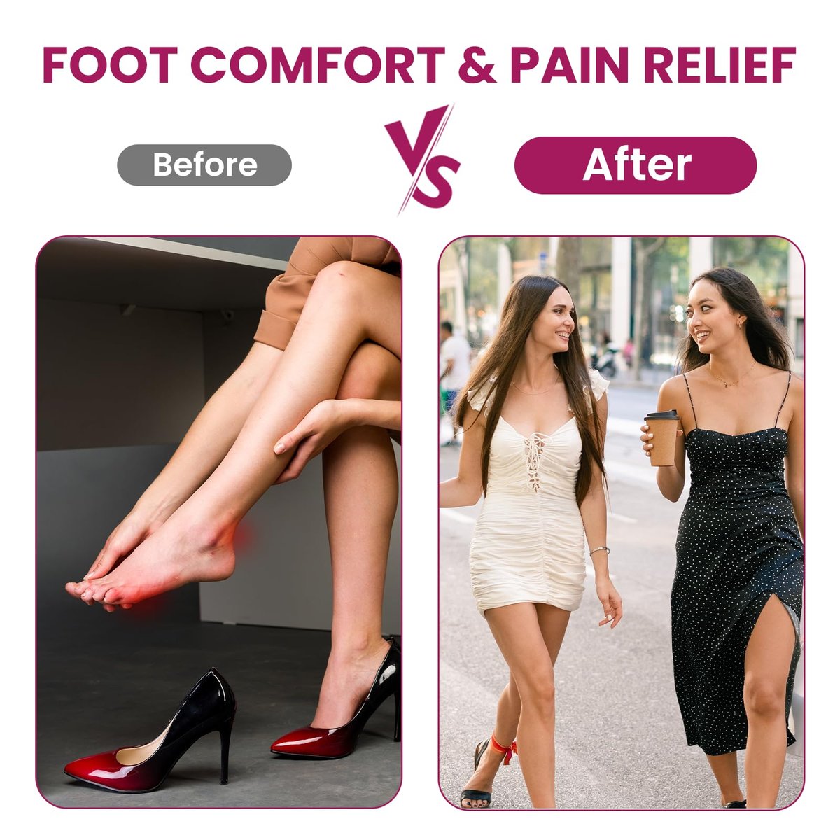 Ball of Foot Cushion Metatarsal Pads – Anti-Rutsch Metatarsal-Polster für ganztägigen Komfort in High Heels, Sandalen, Brautschuhen (Schwarz, 4 Paare)