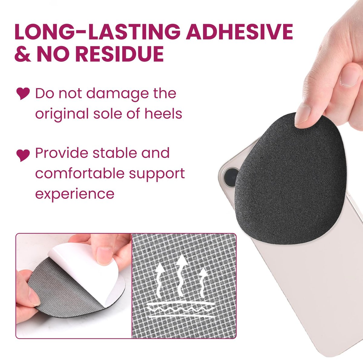 Ball of Foot Cushion Metatarsal Pads – Anti-Rutsch Metatarsal-Polster für ganztägigen Komfort in High Heels, Sandalen, Brautschuhen (Schwarz, 4 Paare)