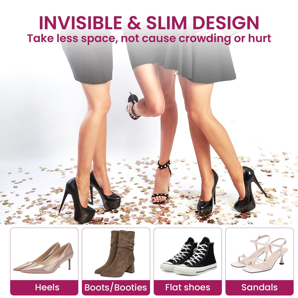 Ball of Foot Cushion Metatarsal Pads – Anti-Rutsch Metatarsal-Polster für ganztägigen Komfort in High Heels, Sandalen, Brautschuhen (Schwarz, 4 Paare)