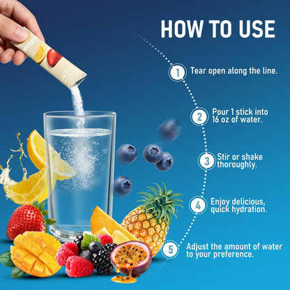 Meisbey Elektrolyt-Pulver-Päckchen – 32 Sticks Zuckerfreie Hydrationspackungen, Flüssiger Täglicher IV Elektrolyt Hydrationsgetränkepulver-Mix mit Vitaminen & Mineralien, Keto-freundlich, Vegan, Nicht-GVO