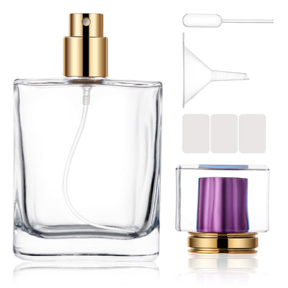 ZHENGYAOYANG Nachfüllbare Parfümflasche 50 ml – Leerer Glaszerstäuber mit lila Deckel