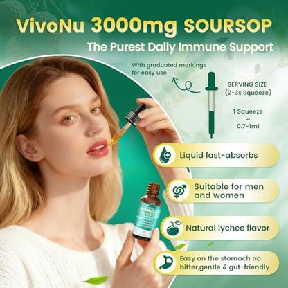 10-in-1 Soursop Bitters Liquid Drops 3000mg – Mit Ashwagandha, Schwarzkümmelöl, Moringa & See Moss für natürliche Antioxidantien, Zellunterstützung und Immunsystem-Boost, reich an Vitamin D & C