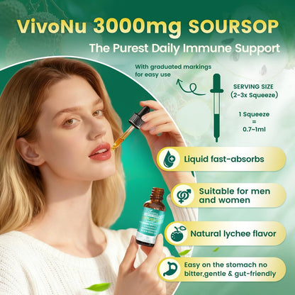 10-in-1 Soursop Bitters Liquid Drops 3000mg – Mit Ashwagandha, Schwarzkümmelöl, Moringa & See Moss für natürliche Antioxidantien, Zellunterstützung und Immunsystem-Boost, reich an Vitamin D & C