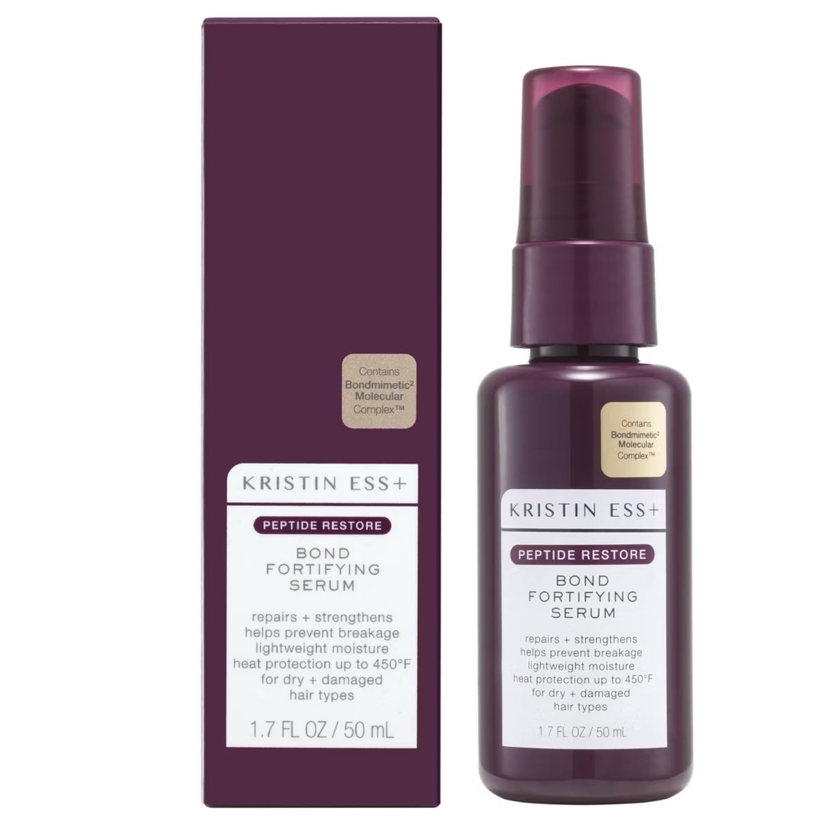 Kristin Ess+ Peptide Restore Fortifying Hair Serum für Frizz & geschädigtes Haar – Feuchtigkeitsspendende Peptid-Bindungsreparatur mit Hitzeschutz – Vegan, Sulfatfrei, 1,96 fl oz