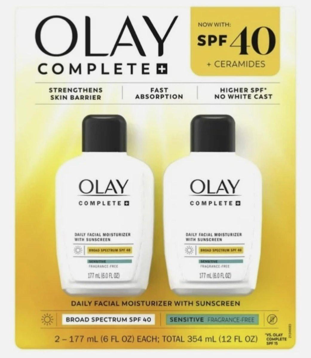 Olay Complete Tägliche Gesichtsfeuchtigkeitscreme mit LSF 40 Sonnenschutz, 2er-Pack, 177 ml (6,0 FL OZ) pro Stück, insgesamt 354 ml (12,0 FL OZ)