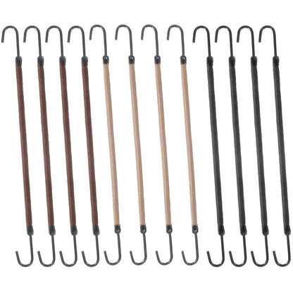 Matwsec 12 Stück Elastische Haken-Haargummis, Kleine Pferdeschwanz-Halter mit Haken, Styling-Bungee-Haargummis für Frauen und Mädchen mit lockigem Langhaar (Schwarz, Kaffee und Aprikose)