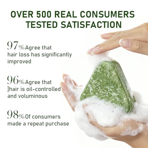 BSAPY Anti-Haarausfall Shampoo Bar – DHT-Blocker mit Polygonum, Ginseng & Teebaumöl, stärkt die Haarwurzeln, reduziert Haarausfall, für dünner werdendes Haar, pflanzliche Haarwuchs-Seife 120g