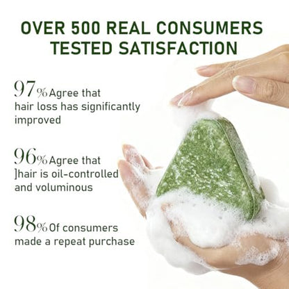 BSAPY Anti-Haarausfall Shampoo Bar – DHT-Blocker mit Polygonum, Ginseng & Teebaumöl, stärkt die Haarwurzeln, reduziert Haarausfall, für dünner werdendes Haar, pflanzliche Haarwuchs-Seife 120g