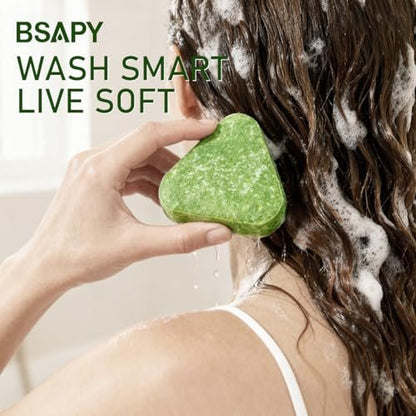 BSAPY Anti-Haarausfall Shampoo Bar – DHT-Blocker mit Polygonum, Ginseng & Teebaumöl, stärkt die Haarwurzeln, reduziert Haarausfall, für dünner werdendes Haar, pflanzliche Haarwuchs-Seife 120g