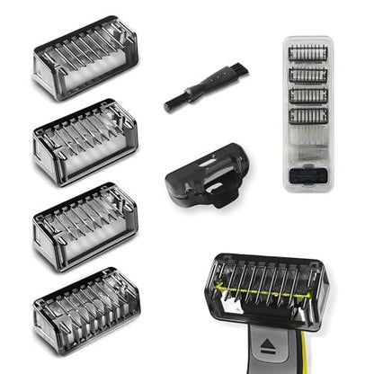 LSAUVWN Aufsteckkämme-Set mit Aufbewahrungsbox, kompatibel mit Philips Norelco OneBlade Griffen, 1/2/3/5 mm Führungskämme, 0/3 mm Körperkamm und Schutzkappe für Elektrorasierer-Zubehör für Männer