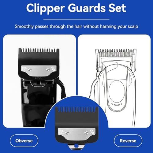 Ersatz für 1/2 Wahl Clipper Aufsätze Set, 1,5 mm Metall Haarschneideaufsätze für Profi-Friseure und Barbiere, 2er-Pack 1/2 Wahl Aufsätze und Bürste
