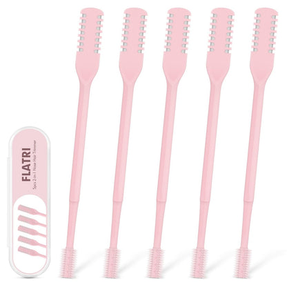 FLATRI 5er-Pack 2-in-1 Nasenhaarschneider, 360° drehbarer Nasenhaartrimmer doppelseitig, tragbarer manueller Nasentrimmer für Damen und Herren (Pink)
