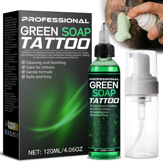 Vereclue Green Soap Tattoo (4OZ) - Konzentrierte Tattoo-Seife mit Schaumflasche 120ml, Reinigungsmittel für Tattoos und Piercings, Hautreinigung