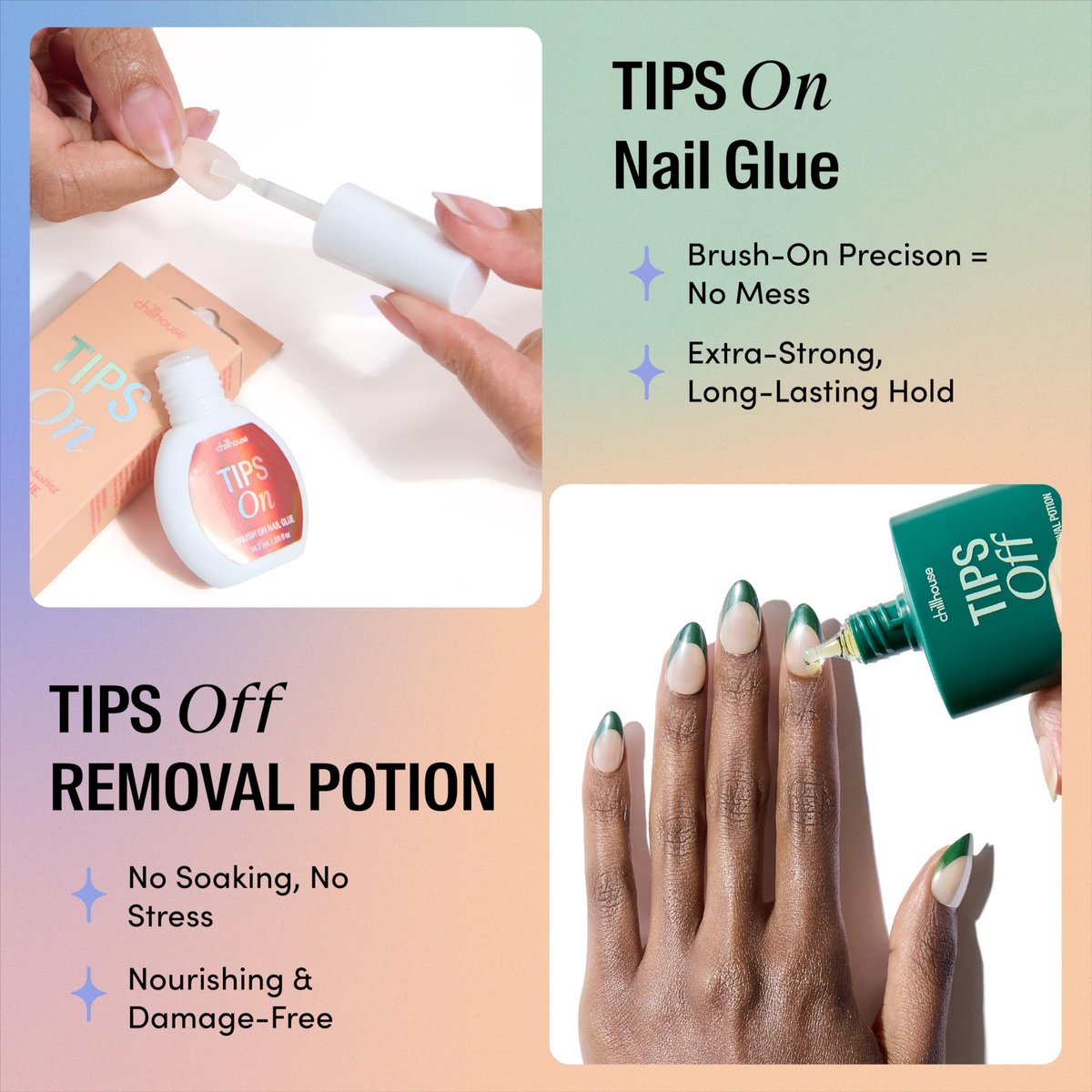 Chillhouse Tips On, Brush on Nail Glue – Extra-Stark & Langanhaltend – Präziser Pinselapplikator – Kleber für Press-On-Nägel – Lange Haftung – Einfach Anzuwenden – Frauengeführt – Schönheits- & Pflegeprodukt – 0,05 fl oz
