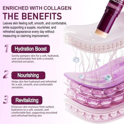 Meifenla Calcium Multi Balm Stick – Kollagen-Feuchtigkeitsstick für Gesicht, Augen und Hals, hydratisierend & festigend für alle Hauttypen