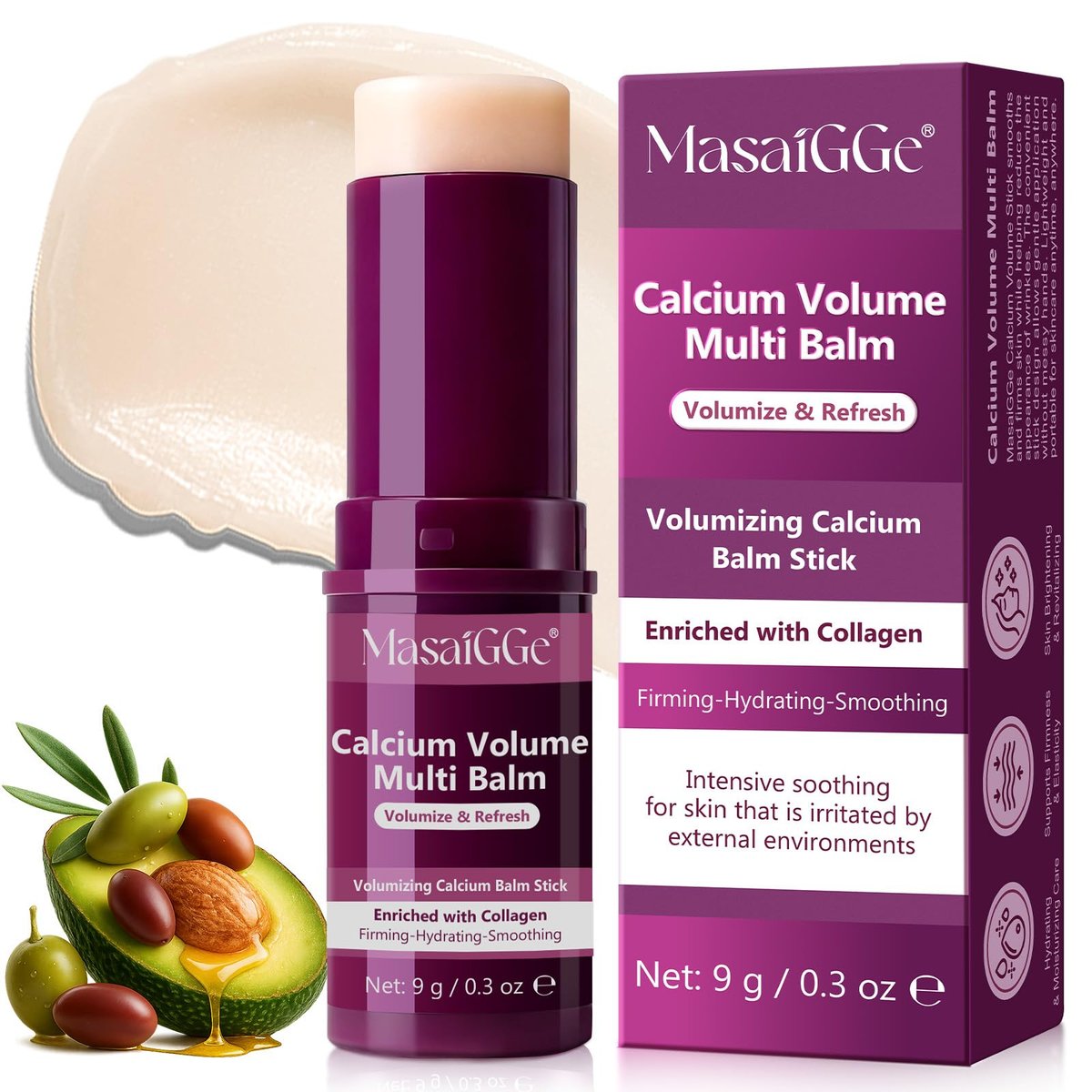Meifenla Calcium Multi Balm Stick – Kollagen-Feuchtigkeitsstick für Gesicht, Augen und Hals, hydratisierend & festigend für alle Hauttypen