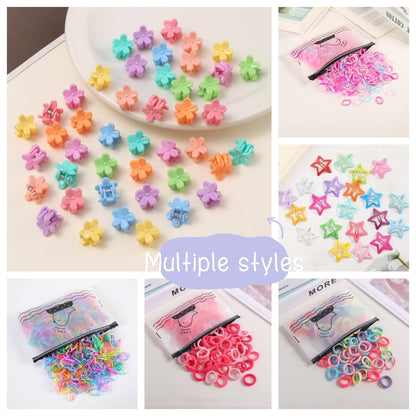 1256-teiliges Haar-Accessoire-Set für Mädchen: Ponytail-Halter, Kleinkind-Haargummis, 30 Mini-Haarspangen, 20 Stern-Haarspangen