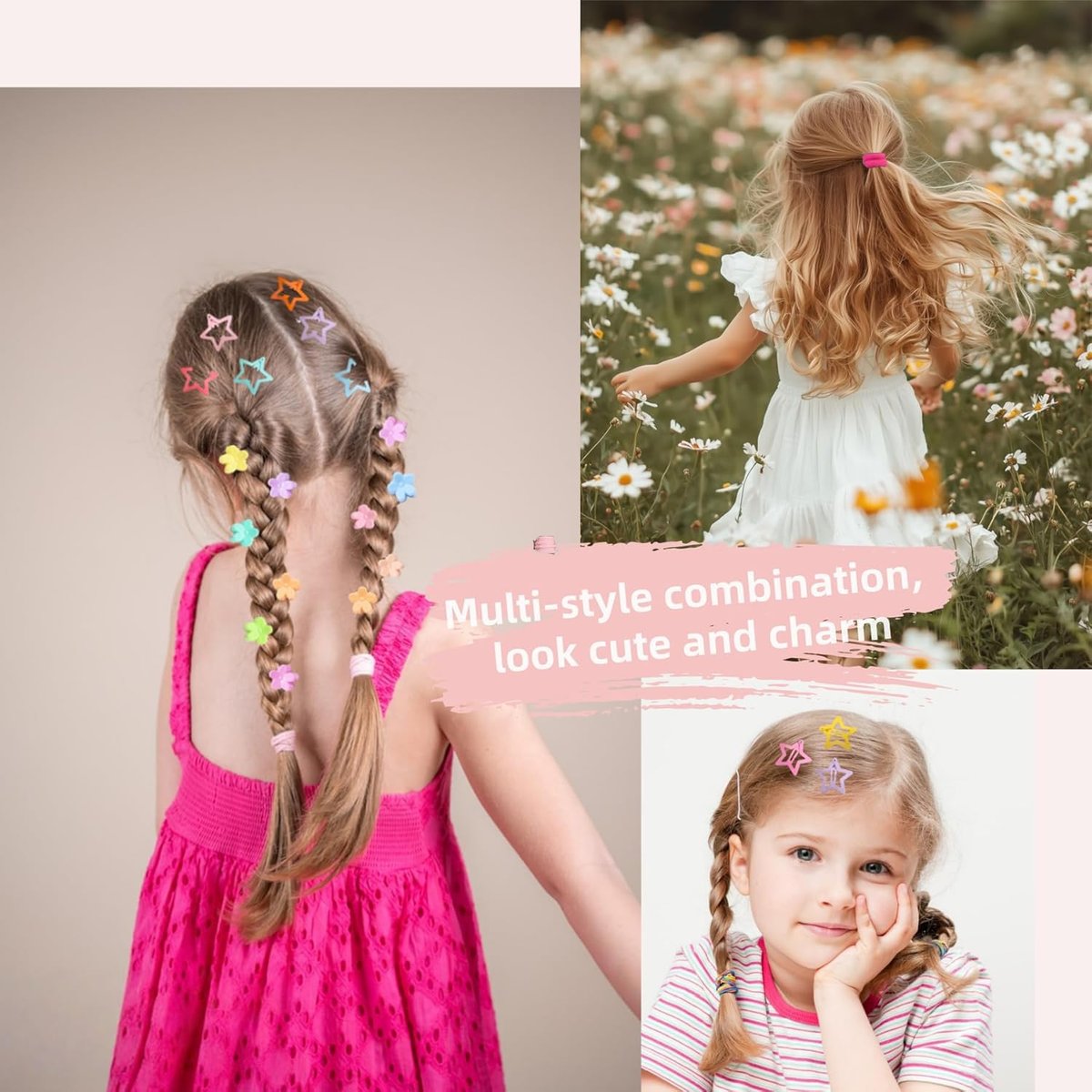 1256-teiliges Haar-Accessoire-Set für Mädchen: Ponytail-Halter, Kleinkind-Haargummis, 30 Mini-Haarspangen, 20 Stern-Haarspangen