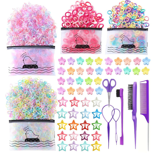 1256-teiliges Haar-Accessoire-Set für Mädchen: Ponytail-Halter, Kleinkind-Haargummis, 30 Mini-Haarspangen, 20 Stern-Haarspangen