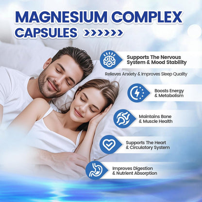1000mg Magnesium Komplex für Frauen & Männer* – 8 elementare Magnesiumformen (Glycinat, Citrat, Malat, Taurat, Oxid, Carbonat, Aspartat, Orotat) für Knochen, Muskeln, Erholung, Energie – vegan, 90 Kapseln