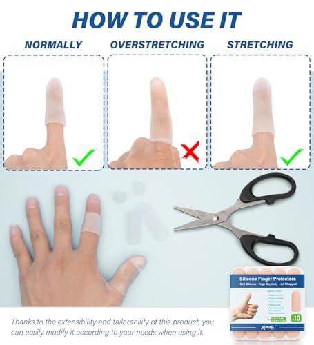 Gel-Fingerlinge Silikon Fingerschutzkappen – 10 Stück, klar, Größe M, für Daumen- und Fingerspitzen-Schutz bei Triggerfinger, Arthritis, Rissen, Blasen, Schwielen, Nagelhaut & Schmerzlinderung