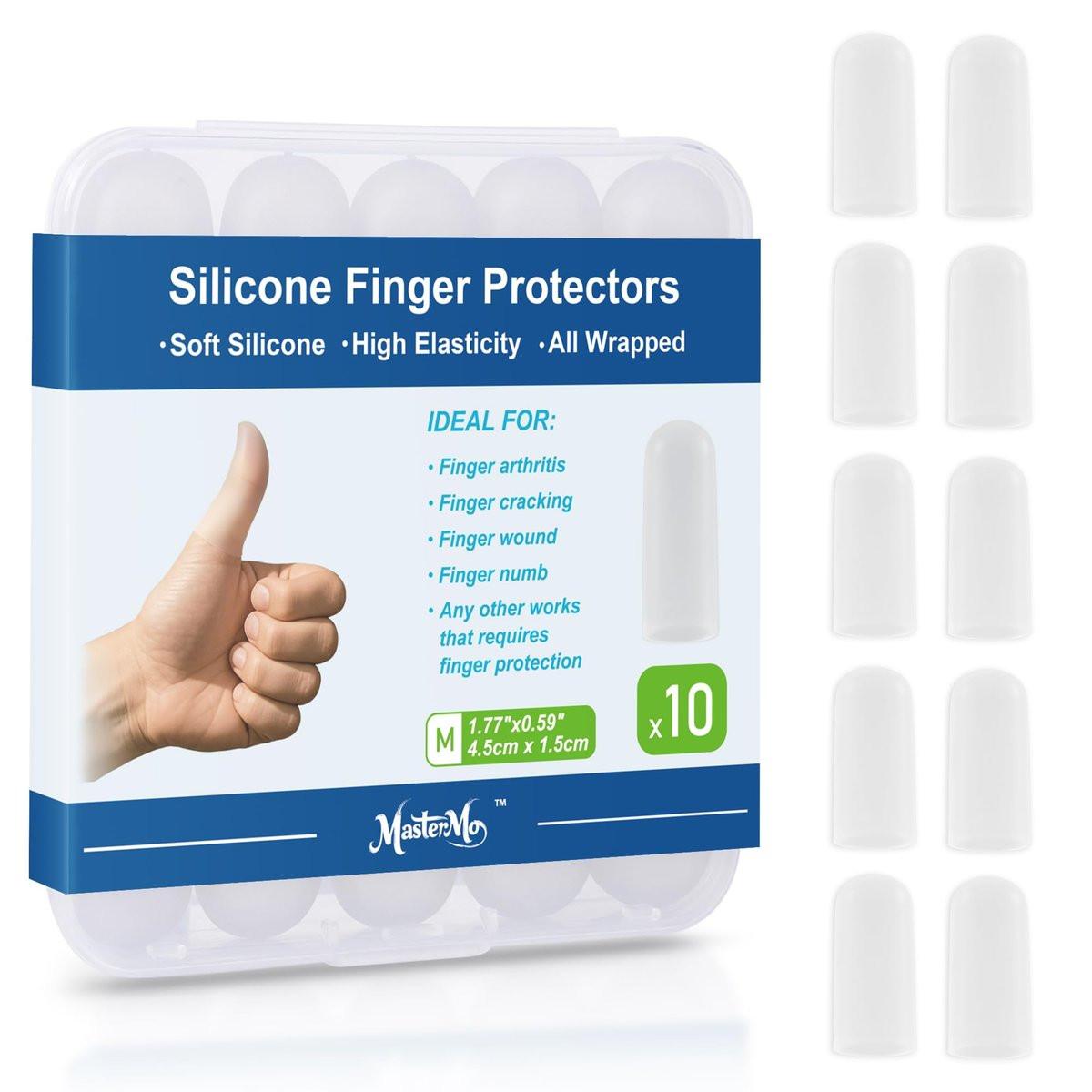 Gel-Fingerlinge Silikon Fingerschutzkappen – 10 Stück, klar, Größe M, für Daumen- und Fingerspitzen-Schutz bei Triggerfinger, Arthritis, Rissen, Blasen, Schwielen, Nagelhaut & Schmerzlinderung