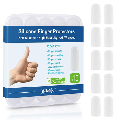 Gel-Fingerlinge Silikon Fingerschutzkappen – 10 Stück, klar, Größe M, für Daumen- und Fingerspitzen-Schutz bei Triggerfinger, Arthritis, Rissen, Blasen, Schwielen, Nagelhaut & Schmerzlinderung