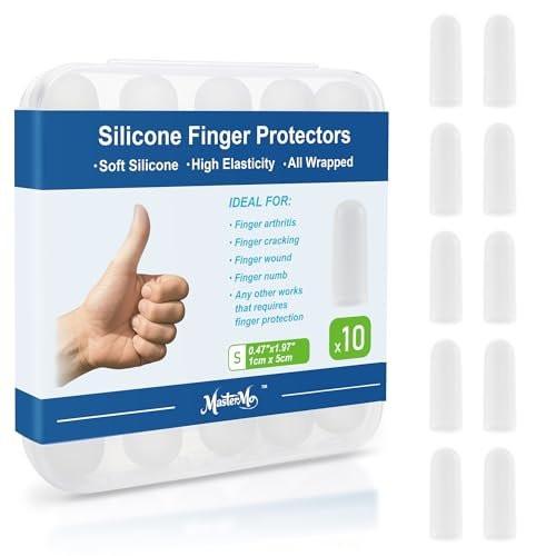 Gel-Fingerlinge Silikon Fingerkappen für Daumen- und Fingerschutz – Schmerzlinderung bei Triggerfinger, Arthritis, Rissen, Blasen, Hornhaut, Nagelhaut (10 Stück, Klar, Größe S)