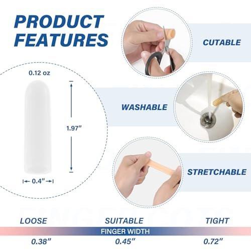 Gel-Fingerlinge Silikon Fingerkappen für Daumen- und Fingerschutz – Schmerzlinderung bei Triggerfinger, Arthritis, Rissen, Blasen, Hornhaut, Nagelhaut (10 Stück, Klar, Größe S)