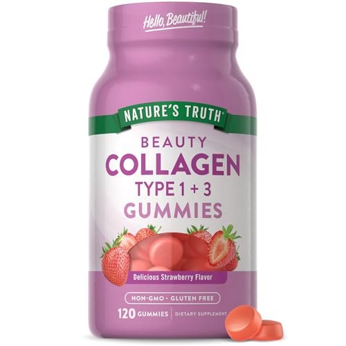 Nature's Truth Kollagen-Peptid-Gummis für Frauen | 120 Stück | Typ 1 und 3 | Erdbeergeschmack | Nicht-GVO & glutenfrei