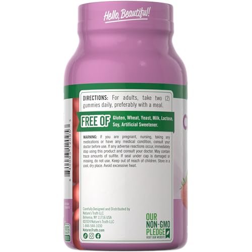 Nature's Truth Kollagen-Peptid-Gummis für Frauen | 120 Stück | Typ 1 und 3 | Erdbeergeschmack | Nicht-GVO & glutenfrei