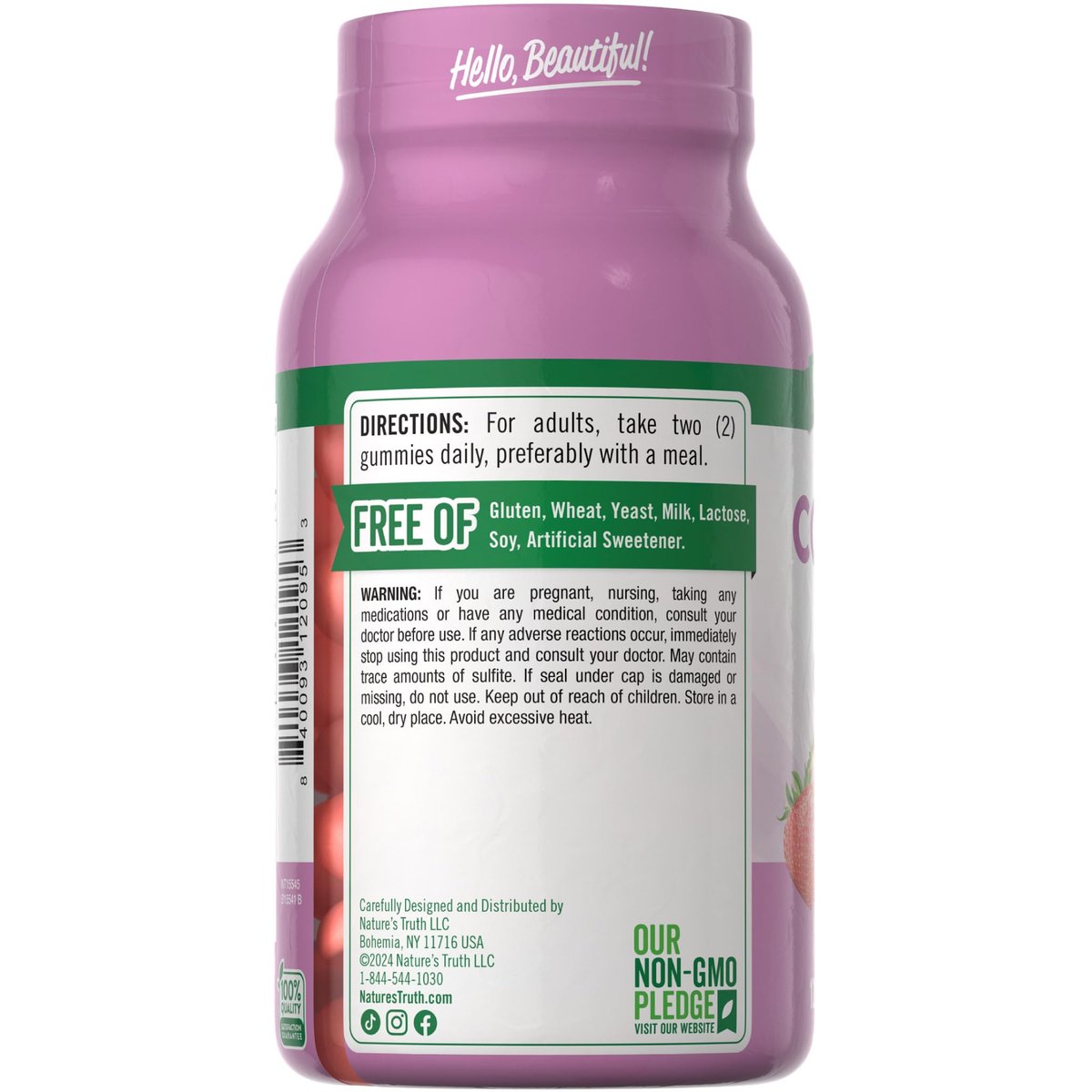 Nature's Truth Kollagen-Peptid-Gummis für Frauen | 120 Stück | Typ 1 und 3 | Erdbeergeschmack | Nicht-GVO & glutenfrei