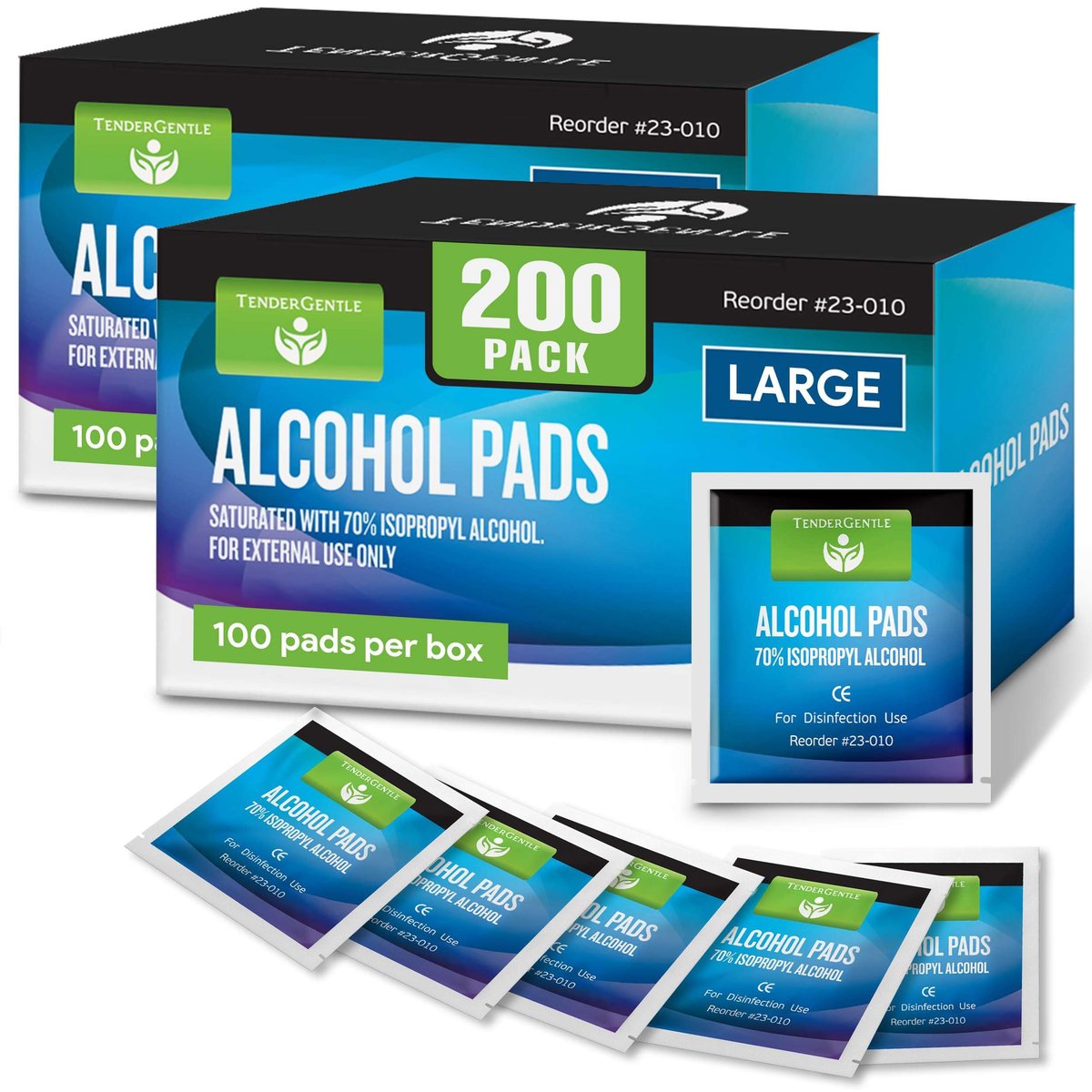 Große Alkoholtücher einzeln verpackt – 200 sterile Alkohol-Pads mit 70% Isopropanol – für Zuhause, Erste-Hilfe-Sets und medizinische Zwecke