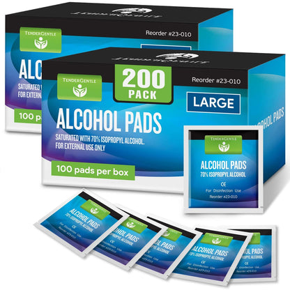 Große Alkoholtücher einzeln verpackt – 200 sterile Alkohol-Pads mit 70% Isopropanol – für Zuhause, Erste-Hilfe-Sets und medizinische Zwecke