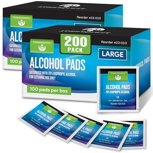 Große Alkoholtücher einzeln verpackt – 200 sterile Alkohol-Pads mit 70% Isopropanol – für Zuhause, Erste-Hilfe-Sets und medizinische Zwecke