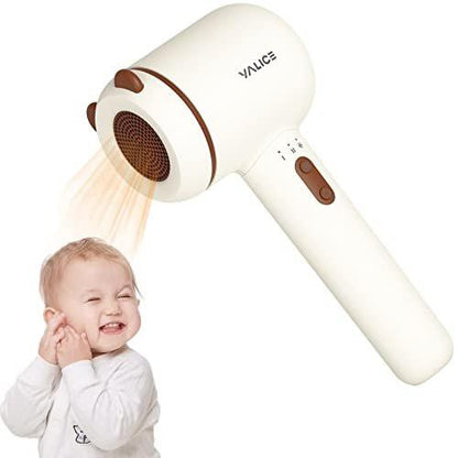 YALICE Akku-Haartrockner für Babys und Kinder, tragbarer Reise-Haartrockner mit sanftem Luftstrom und niedriger Hitze, Ionenpflege für Kleinkinder, 3 Geschwindigkeitsstufen, Mini-Akku-Haartrockner mit Ladestation, Khaki