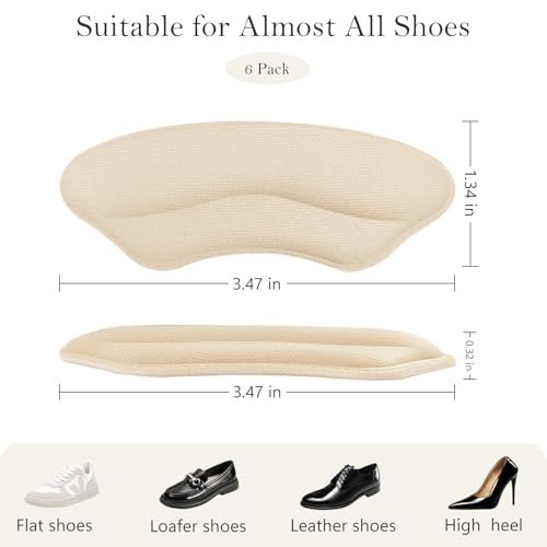 CGYISOL 6 Paar Fersenpolster für Schuhe – Memory-Schaum Fersenkissen gegen Blasen und Rutschen – Anti-Rutsch Fersengriffe für High Heels & Business Schuhe – Schwarz