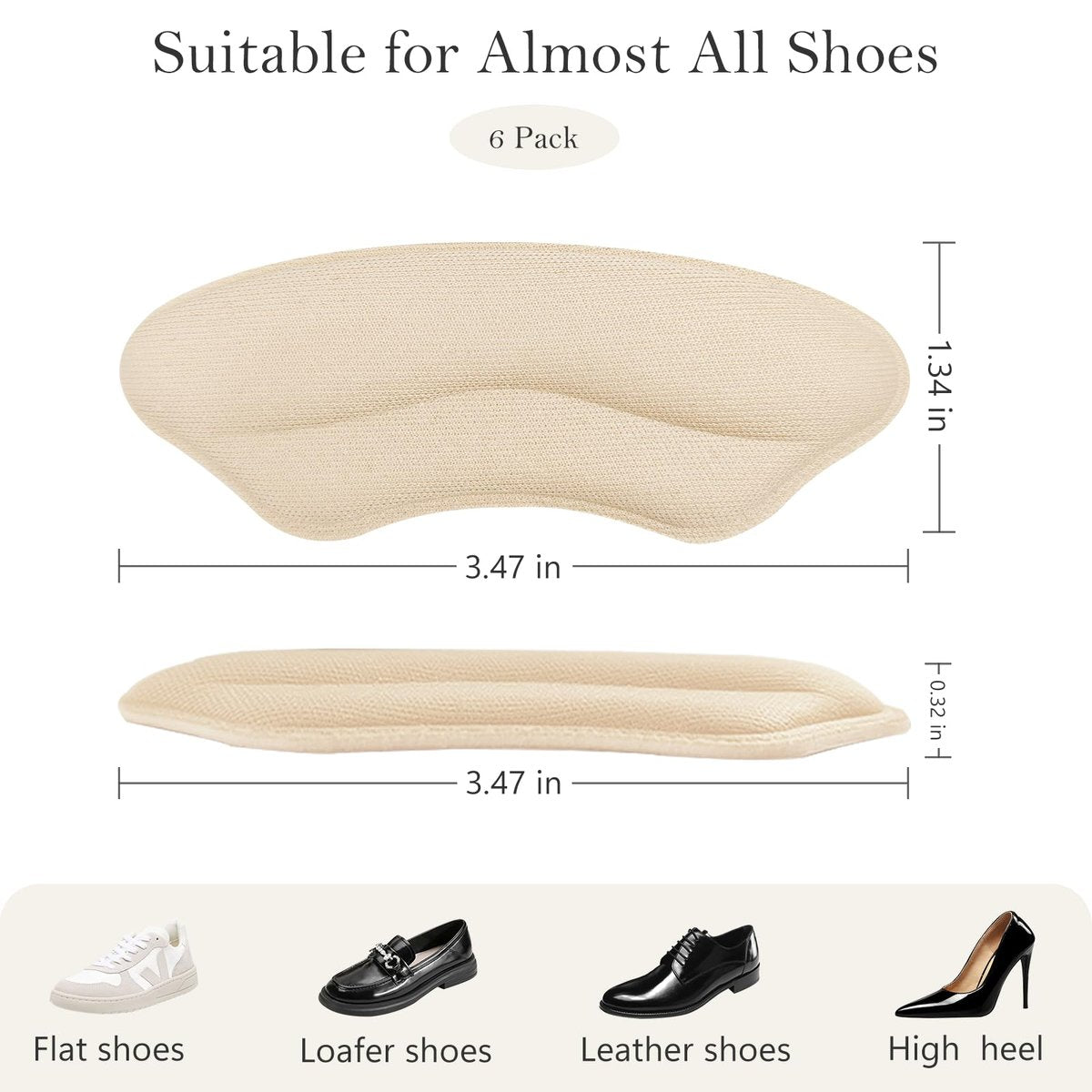 CGYISOL 6 Paar Fersenpolster für Schuhe – Memory-Schaum Fersenkissen gegen Blasen und Rutschen – Anti-Rutsch Fersengriffe für High Heels & Business Schuhe – Schwarz