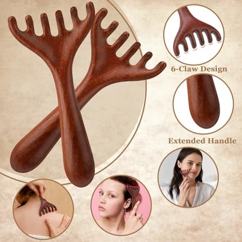 ProSuites 3er-Pack Kopfhautmassagegerät für Haarwachstum, Holz-Gua-Sha-Kopfmassagegerät, beruhigend und entspannend