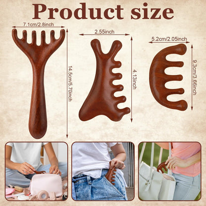 ProSuites 3er-Pack Kopfhautmassagegerät für Haarwachstum, Holz-Gua-Sha-Kopfmassagegerät, beruhigend und entspannend