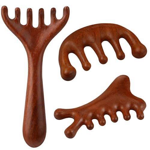 ProSuites 3er-Pack Kopfhautmassagegerät für Haarwachstum, Holz-Gua-Sha-Kopfmassagegerät, beruhigend und entspannend