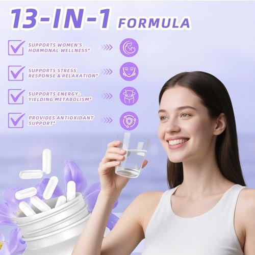Bebien fit 13-in-1 Myo-Inositol & D-Chiro-Inositol für Frauen, 2460 mg – 40:1 Verhältnis mit Alpha-Liponsäure, Folsäure, Mönchspfeffer, Magnesium – 60 vegane Kapseln