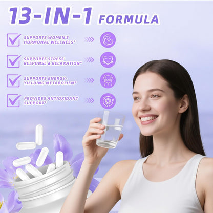 Bebien fit 13-in-1 Myo-Inositol & D-Chiro-Inositol für Frauen, 2460 mg – 40:1 Verhältnis mit Alpha-Liponsäure, Folsäure, Mönchspfeffer, Magnesium – 60 vegane Kapseln