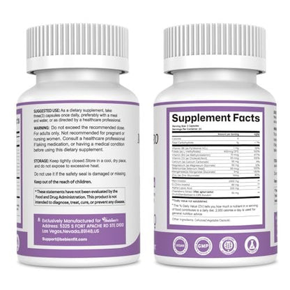 Bebien fit 13-in-1 Myo-Inositol & D-Chiro-Inositol für Frauen, 2460 mg – 40:1 Verhältnis mit Alpha-Liponsäure, Folsäure, Mönchspfeffer, Magnesium – 60 vegane Kapseln