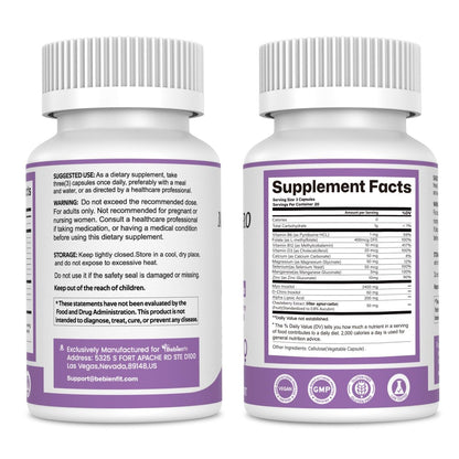 Bebien fit 13-in-1 Myo-Inositol & D-Chiro-Inositol für Frauen, 2460 mg – 40:1 Verhältnis mit Alpha-Liponsäure, Folsäure, Mönchspfeffer, Magnesium – 60 vegane Kapseln