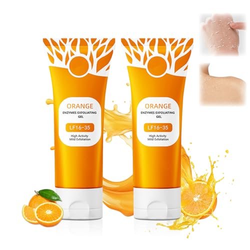 2er-Pack Orangen-Peeling-Gel für Gesicht und Körper – Tiefenreinigendes Peeling, Porenverfeinerung, Mitesserentfernung, Feuchtigkeitsspendend, 1,75 Fl Oz pro Tube