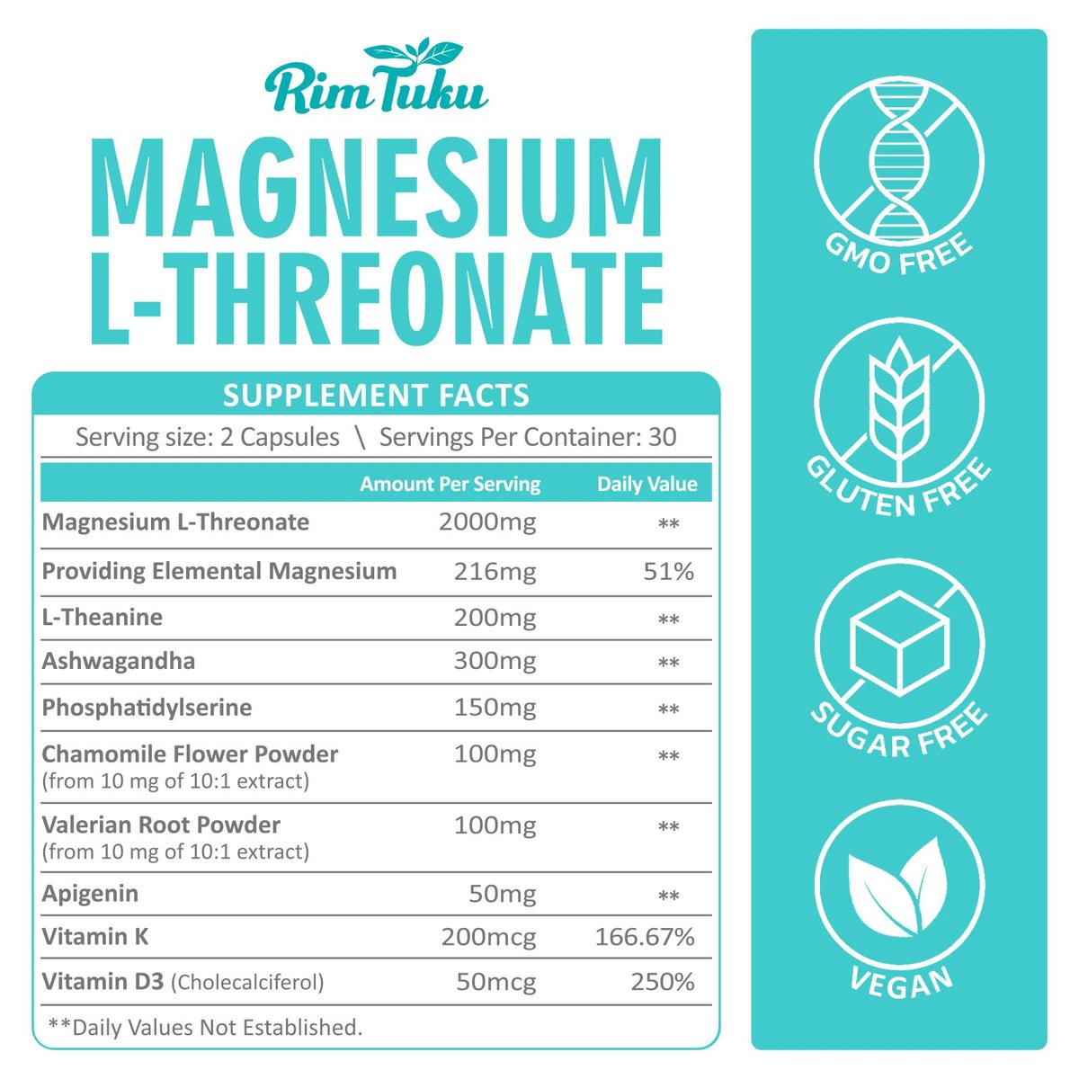 Magnesium L-Threonat 2000mg | 10-in-1 Komplex für Gehirngesundheit & kognitive Unterstützung | Hochabsorbierbare Magnesium-Threonat Kapseln, 60 Stück