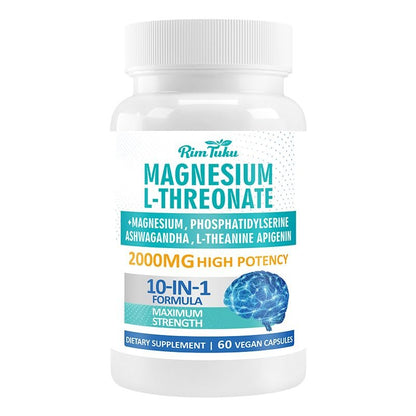 Magnesium L-Threonat 2000mg | 10-in-1 Komplex für Gehirngesundheit & kognitive Unterstützung | Hochabsorbierbare Magnesium-Threonat Kapseln, 60 Stück