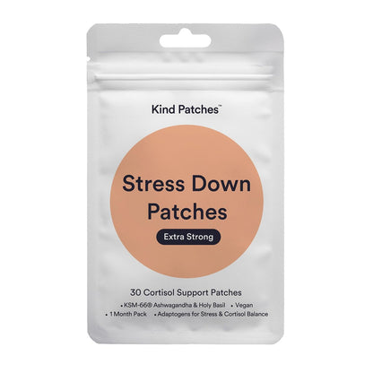 Kind Patches Stress Down Patches Extra Stark mit KSM-66 Ashwagandha-Extrakt, L-Theanin, Heiligem-Basilikum-Extrakt und Omega-3 EPA – 30 Patches