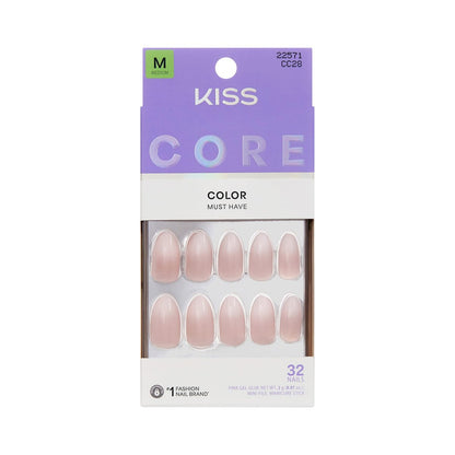 Kiss Core Press On Nägel 'Dulcet' – Pink, Medium, Mandelform, 32 Stück mit Kleber
